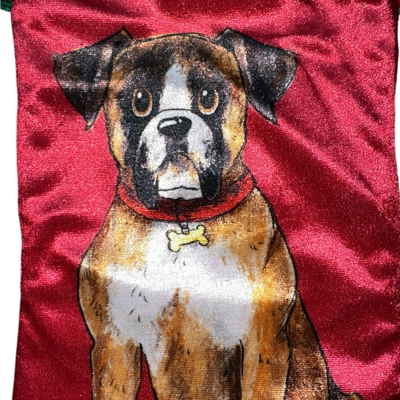 Boxer Dog "Woof" Christmas Holiday Stocking - Picture 3 of 6